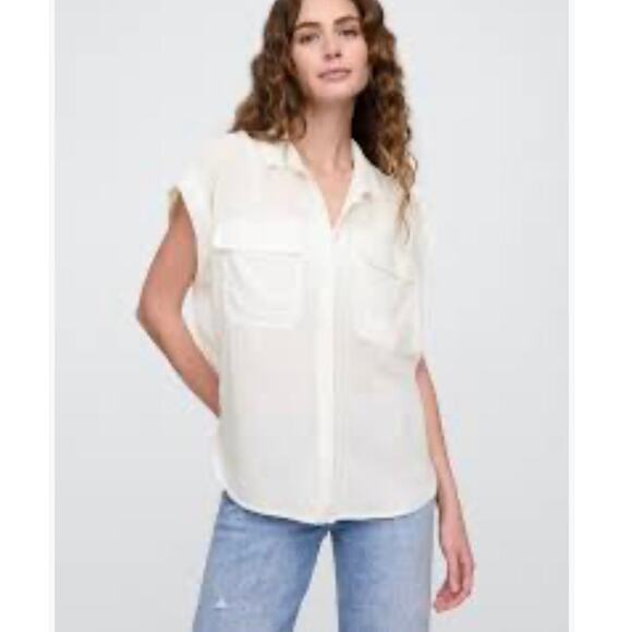 GAP Classic Coastal Utility Button Down Front Oversized Short Sleeve Shirt XL - Picture 1 of 11